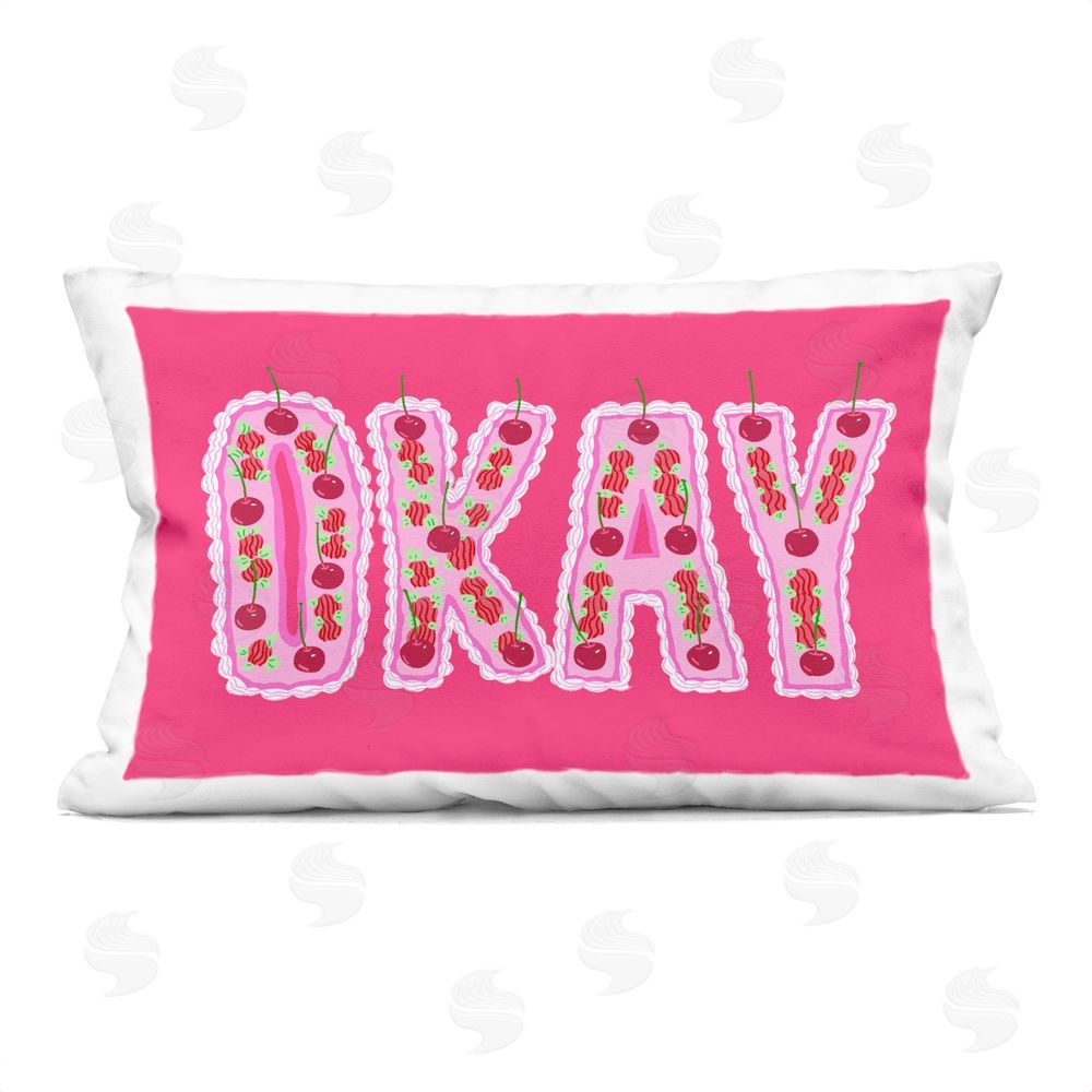 Ziwei Li Okay Cherry Cake Printed Lumbar Throw Pillow