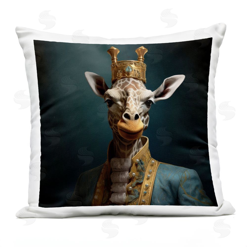 Lazar Studio Giraffe Gaze in Regal Crown Outdoor Square Printed Throw Pillow
