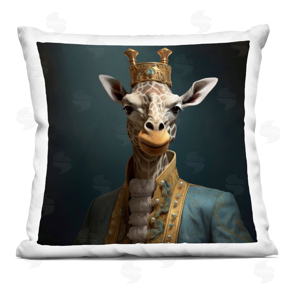 Lazar Studio Giraffe Gaze in Regal Crown Square Printed Throw Pillow