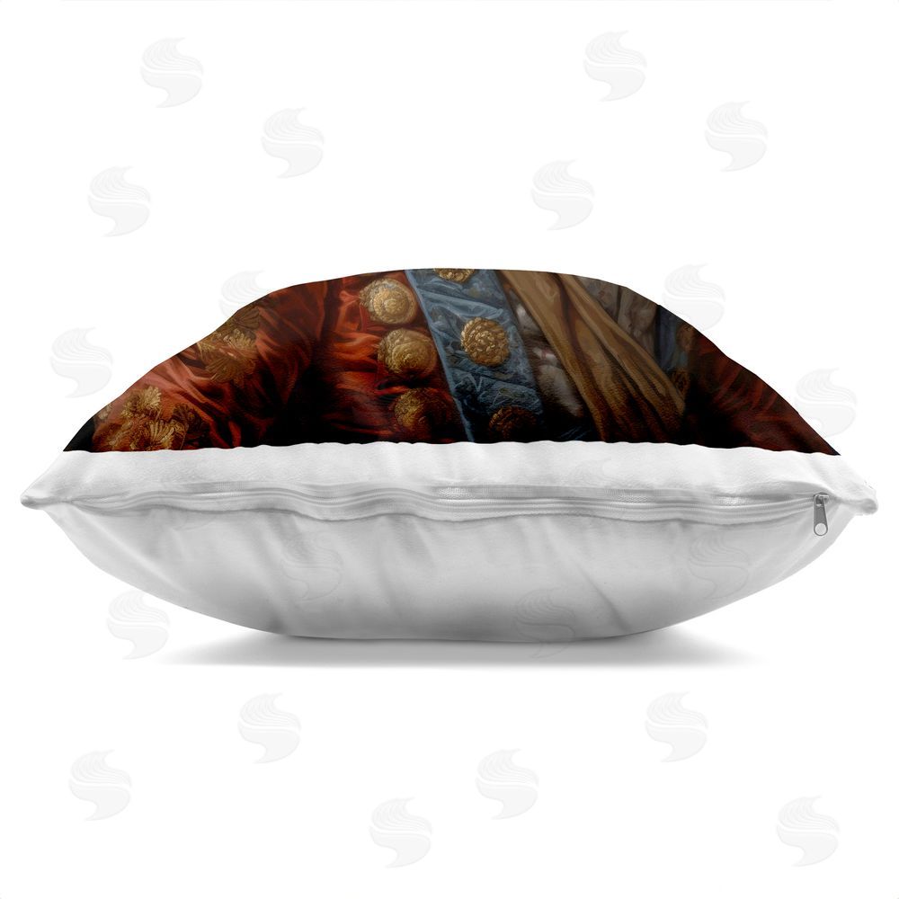 Lazar Studio Noble Tiger Transformation Square Printed Throw Pillow Side View with Zipper Detail