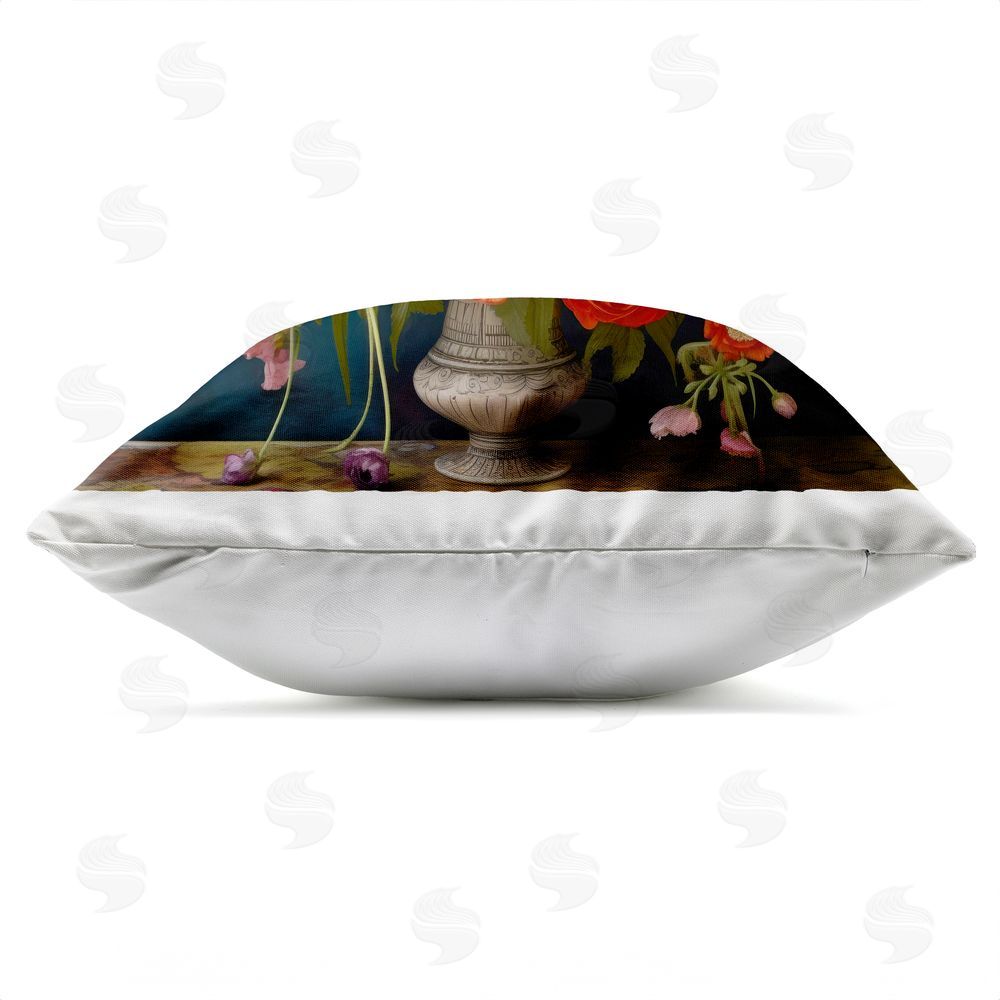 Lazar Studio Harmonious Garden Bouquet Outdoor Square Printed Throw Pillow Side View with Zipper Detail