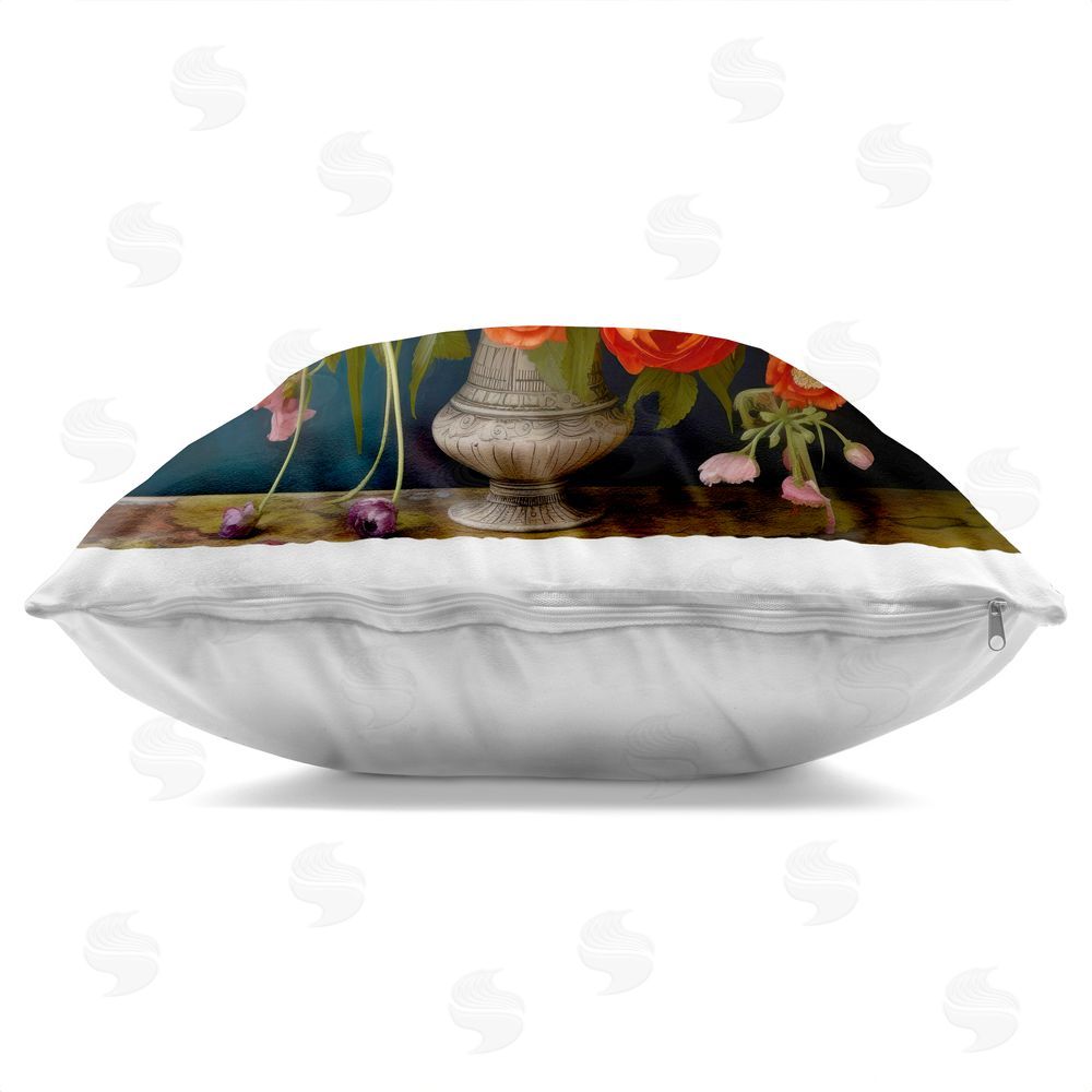 Lazar Studio Harmonious Garden Bouquet Square Printed Throw Pillow Side View with Zipper Detail