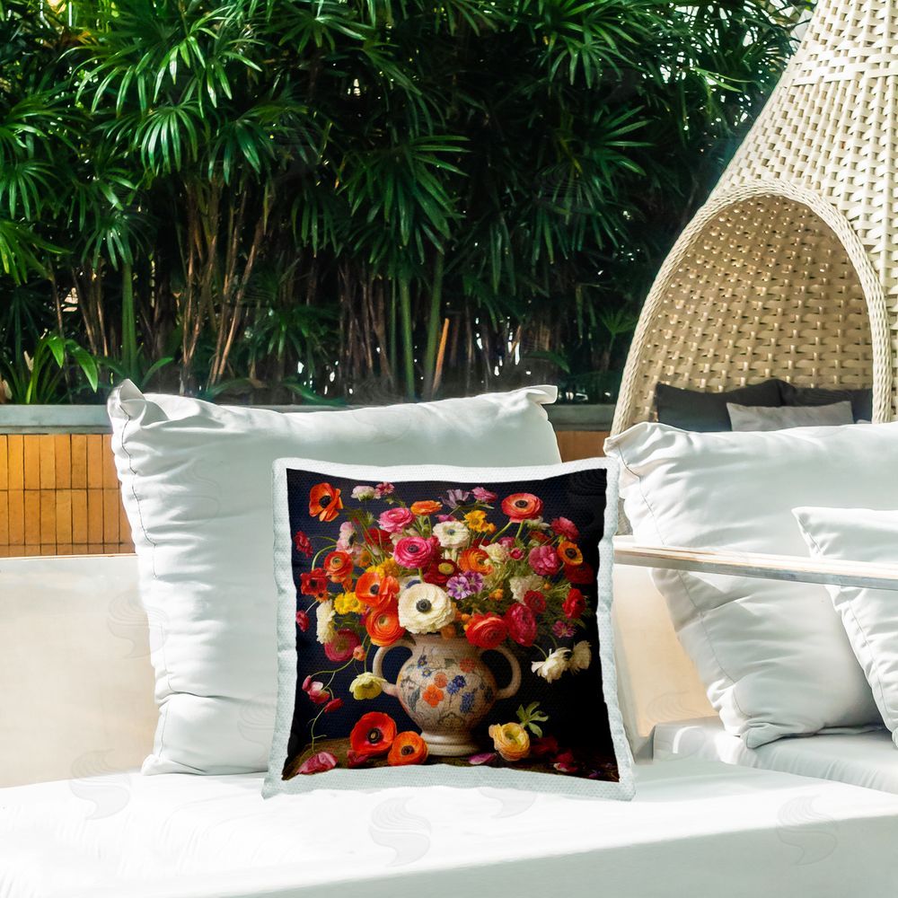 Lazar Studio Harmonious Bouquet Composition Outdoor Square Printed Throw Pillow on Seat