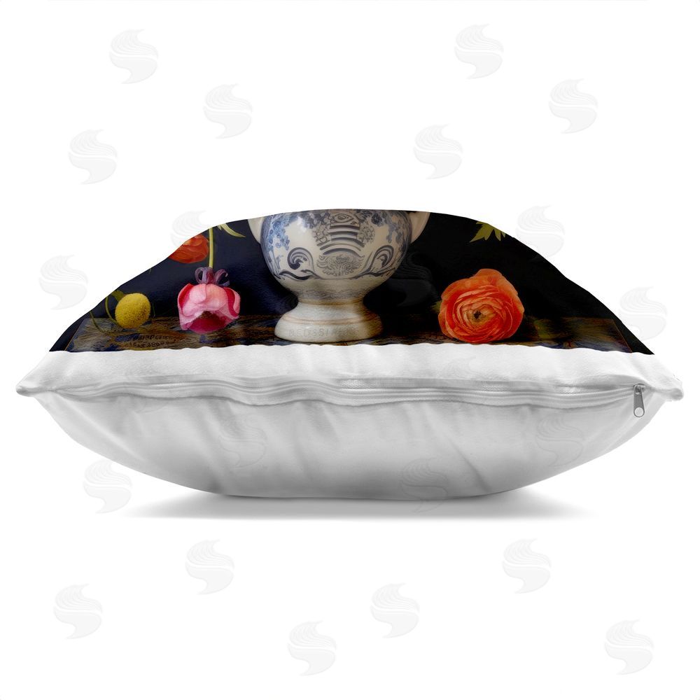 Lazar Studio Harmonious Spring Bouquet Square Printed Throw Pillow Side View with Zipper Detail