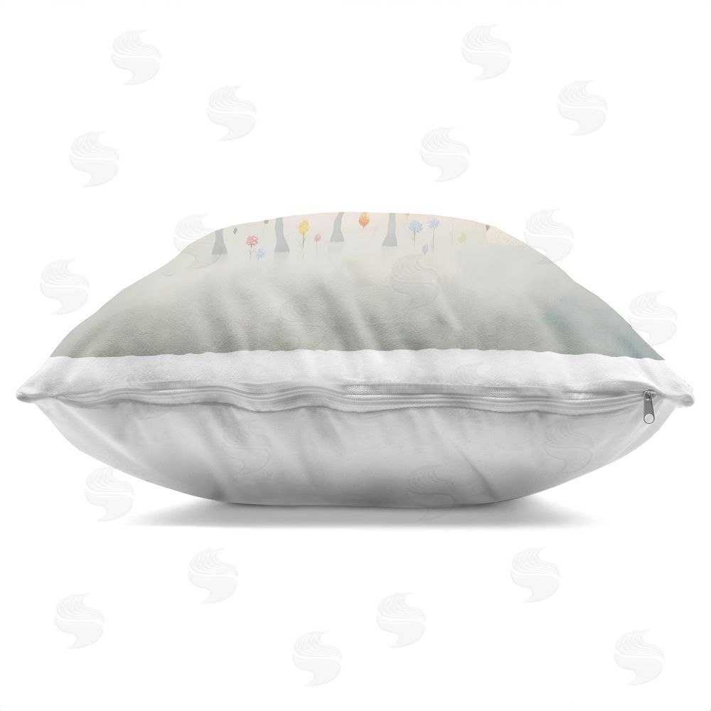 Lazar Studio Mystical Unicorn Dreams in Pastel Square Printed Throw Pillow Side View with Zipper Detail