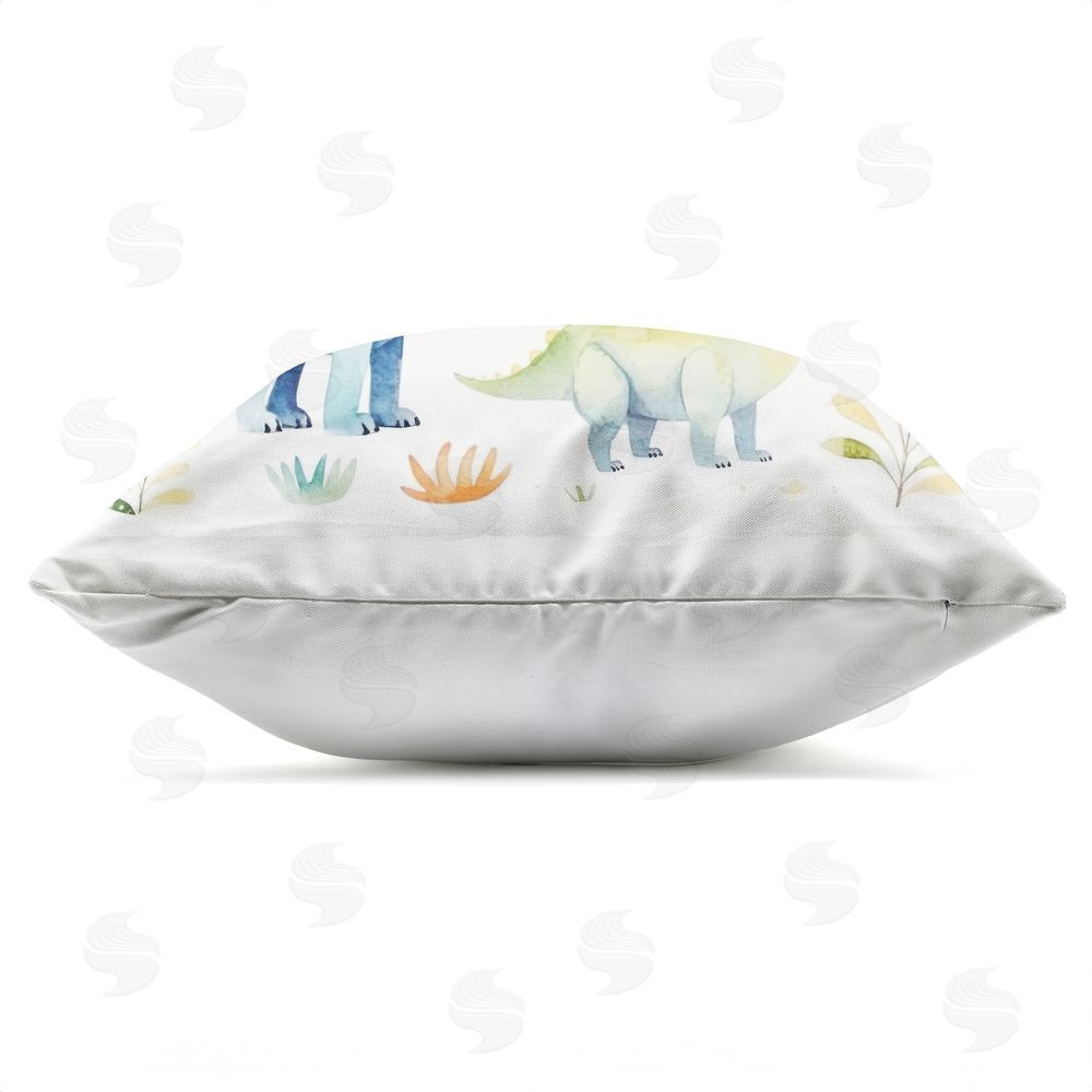 Lazar Studio Different Dinosaur Wonders Outdoor Square Printed Throw Pillow Side View with Zipper Detail
