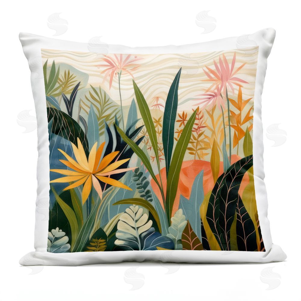 Lazar Studio Tropical Botanical Embrace Outdoor Square Printed Throw Pillow