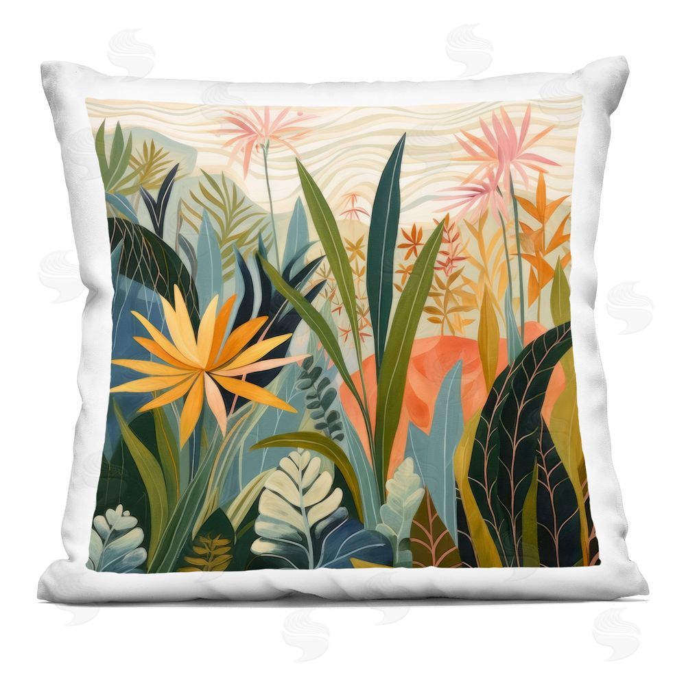 Lazar Studio Tropical Botanical Embrace Square Printed Throw Pillow