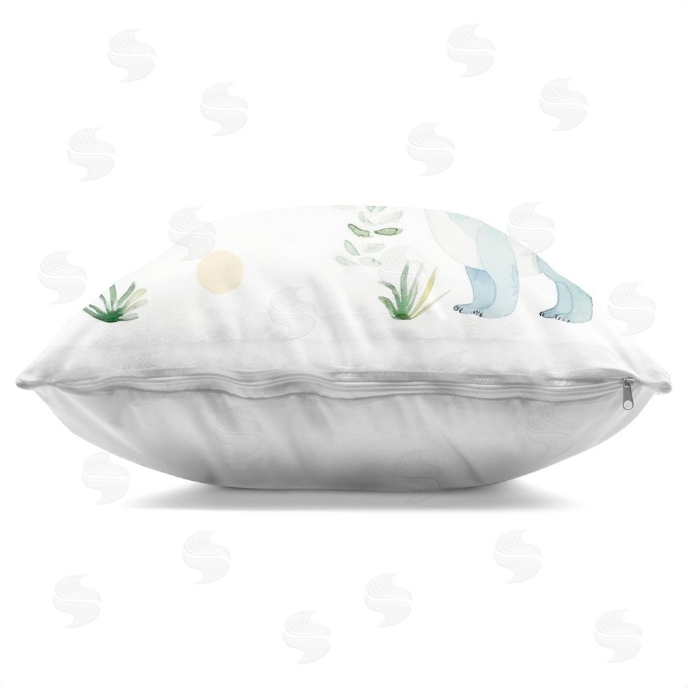 Lazar Studio Dino Wonderland Friends Square Printed Throw Pillow Side View with Zipper Detail