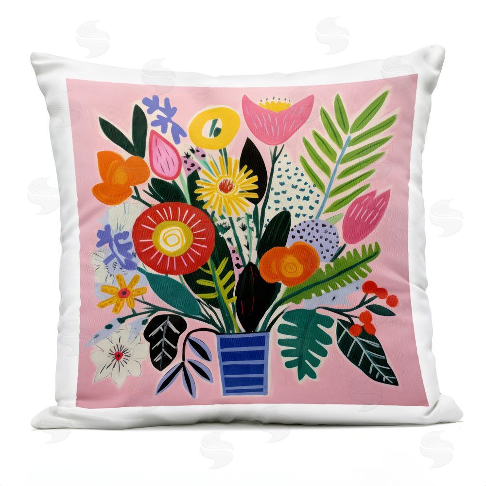 Lazar Studio Floral Flourish Summer Bouquet Outdoor Square Printed Throw Pillow