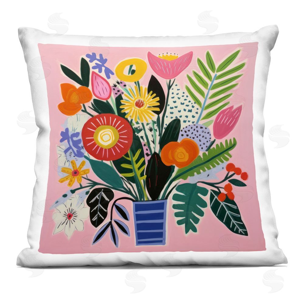 Lazar Studio Floral Flourish Summer Bouquet Square Printed Throw Pillow