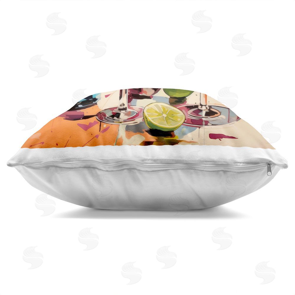 Lazar Studio Every Sip of Martini Night Square Printed Throw Pillow Side View with Zipper Detail