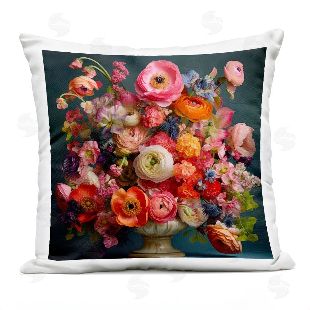 Lazar Studio Harmonious Mixed Peonies Outdoor Square Printed Throw Pillow