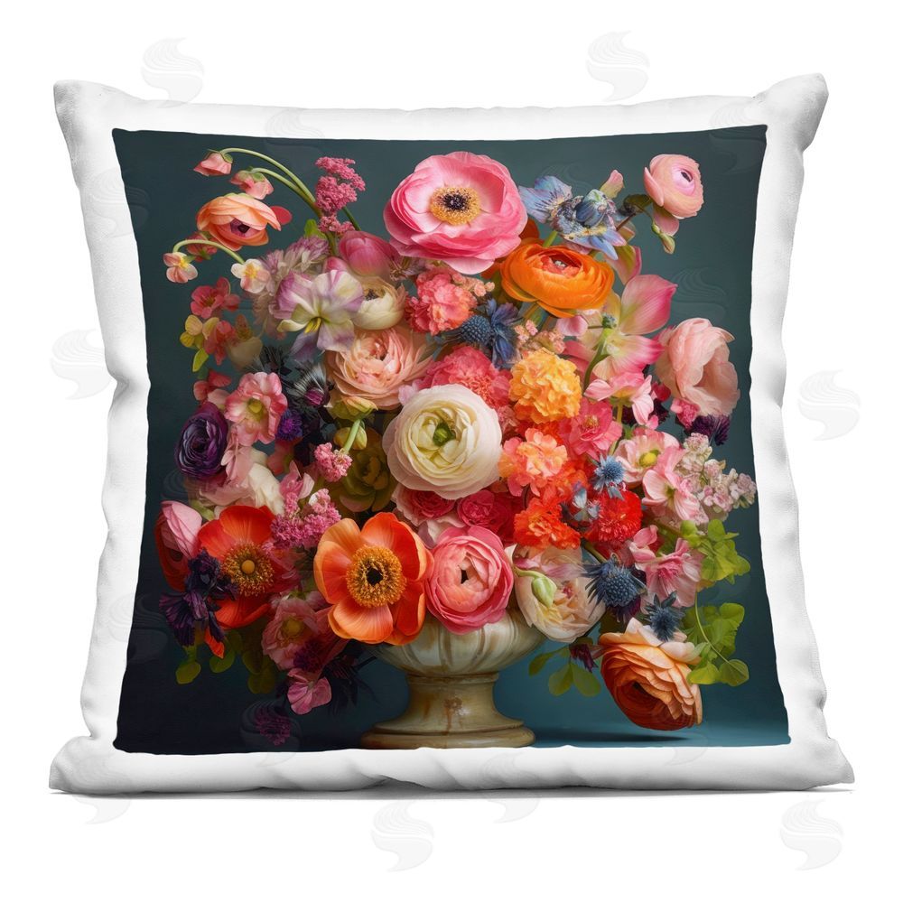 Lazar Studio Harmonious Mixed Peonies Square Printed Throw Pillow