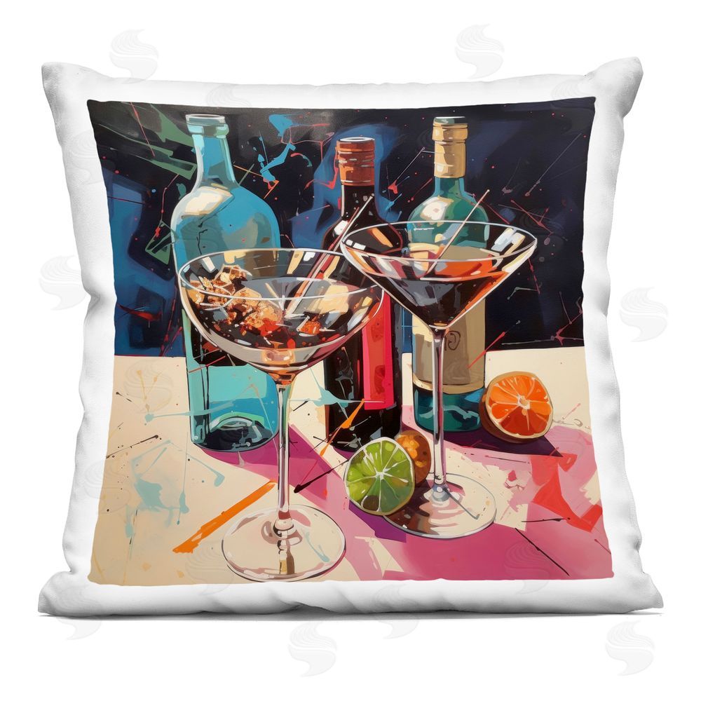 Lazar Studio Artsy Cocktails of Every Sip Square Printed Throw Pillow