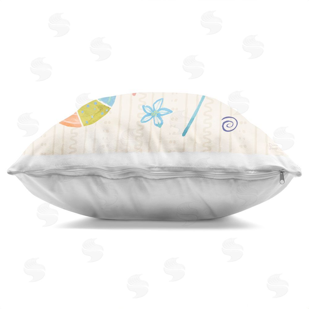 Dina June Fine In The Sunshine Square Printed Throw Pillow Side View with Zipper Detail