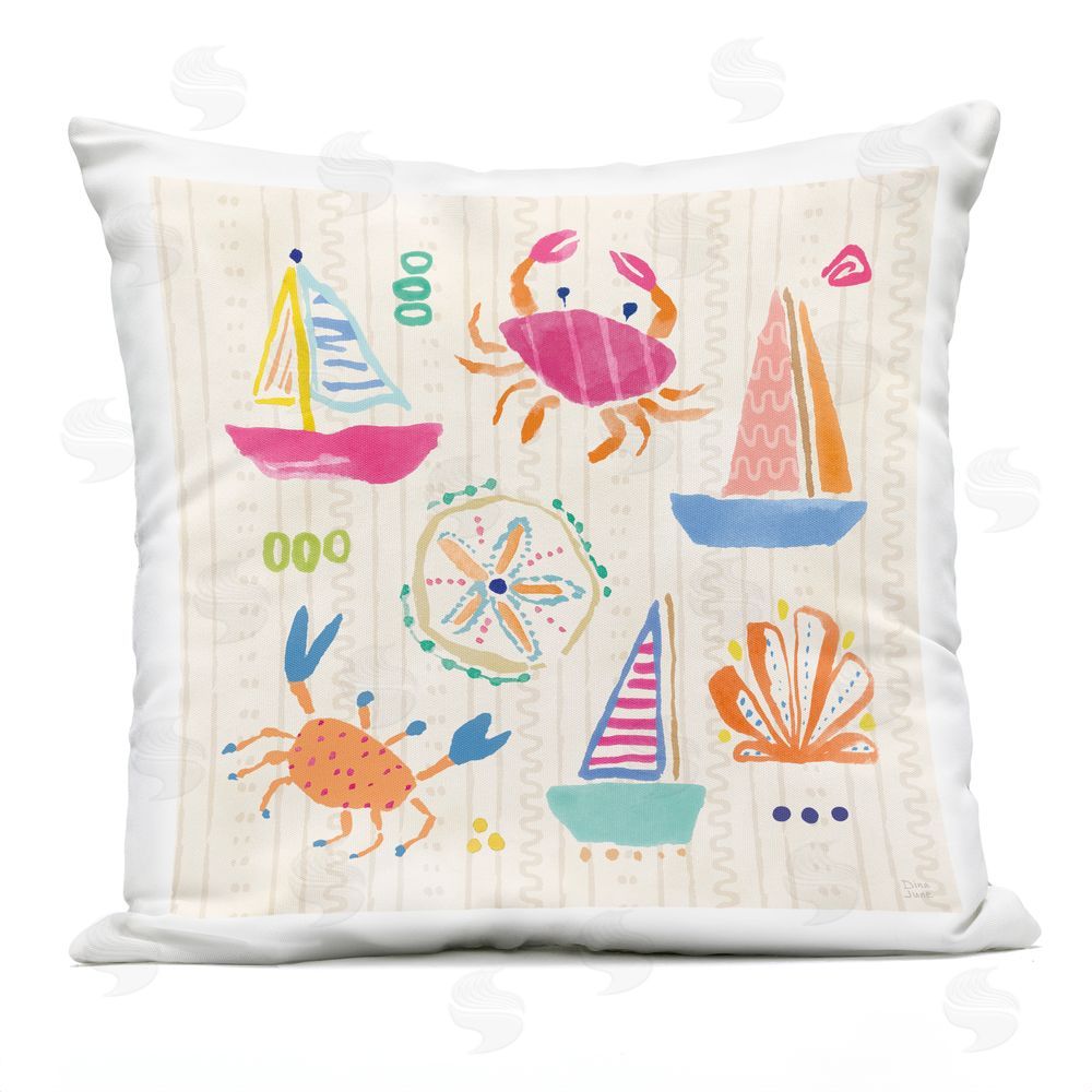 Dina June Nautical Fine In The Sunshine Outdoor Square Printed Throw Pillow