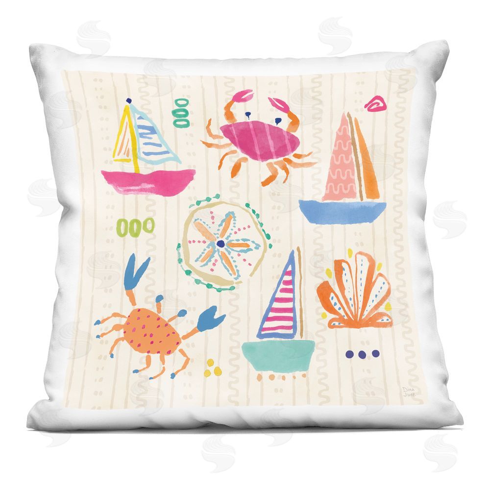 Dina June Nautical Fine In The Sunshine Square Printed Throw Pillow