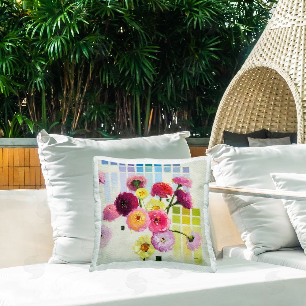 Shirley Novak Color Chart Pastel Bloom Study Outdoor Square Printed Throw Pillow on Seat