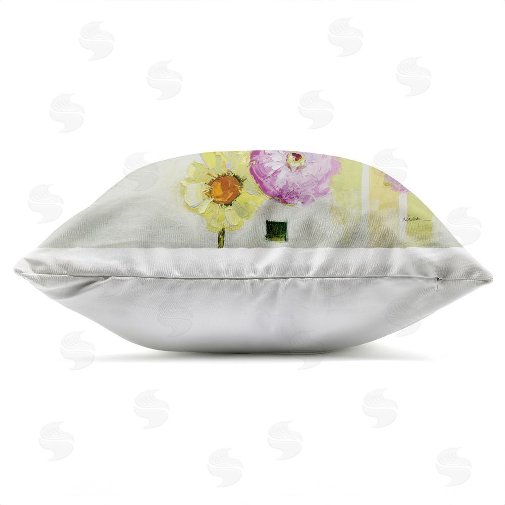 Shirley Novak Color Chart Pastel Bloom Study Outdoor Square Printed Throw Pillow Side View with Zipper Detail