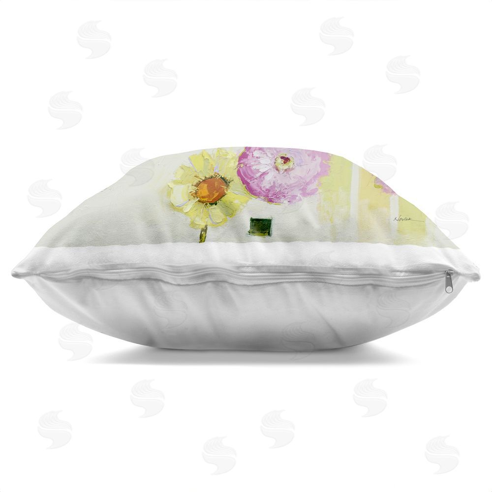 Shirley Novak Color Chart Pastel Bloom Study Square Printed Throw Pillow Side View with Zipper Detail