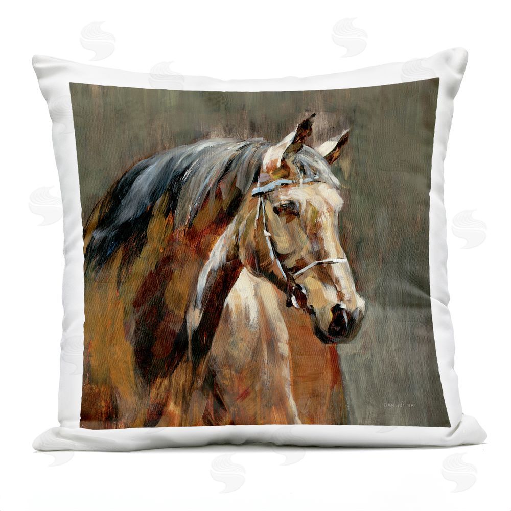 Danhui Nai Horse in Stable at Dusk Outdoor Square Printed Throw Pillow