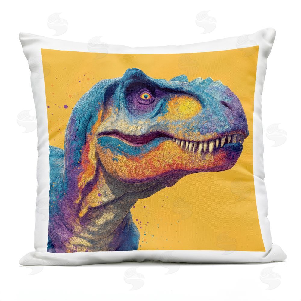 Wumples Vibrant T-Rex Portrait Outdoor Quick-Dry Polyester Square Throw Pillow