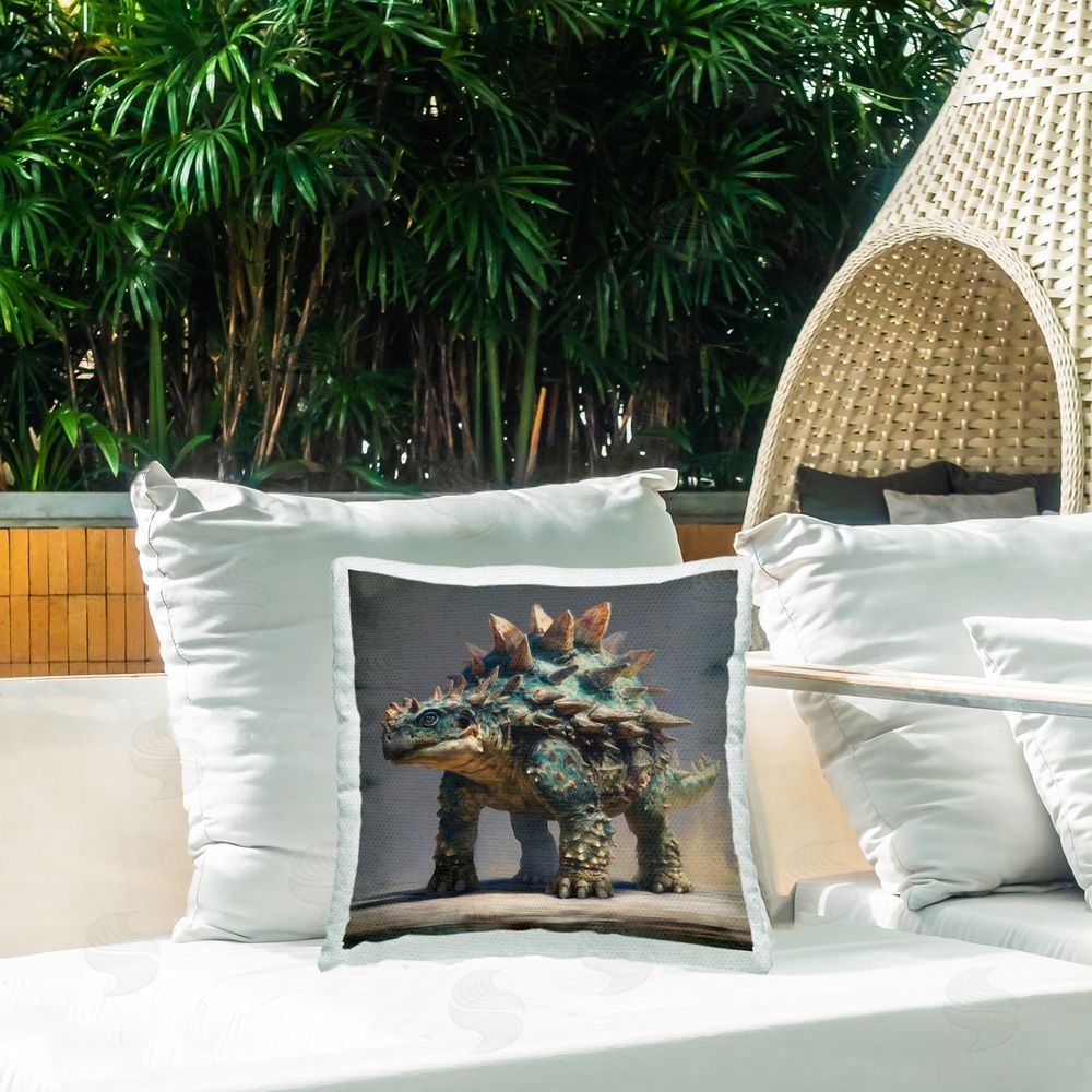 Wumples Prehistoric Ankylosaurus Portrait Outdoor Quick-Dry Polyester Printed Square Pillow on Patio