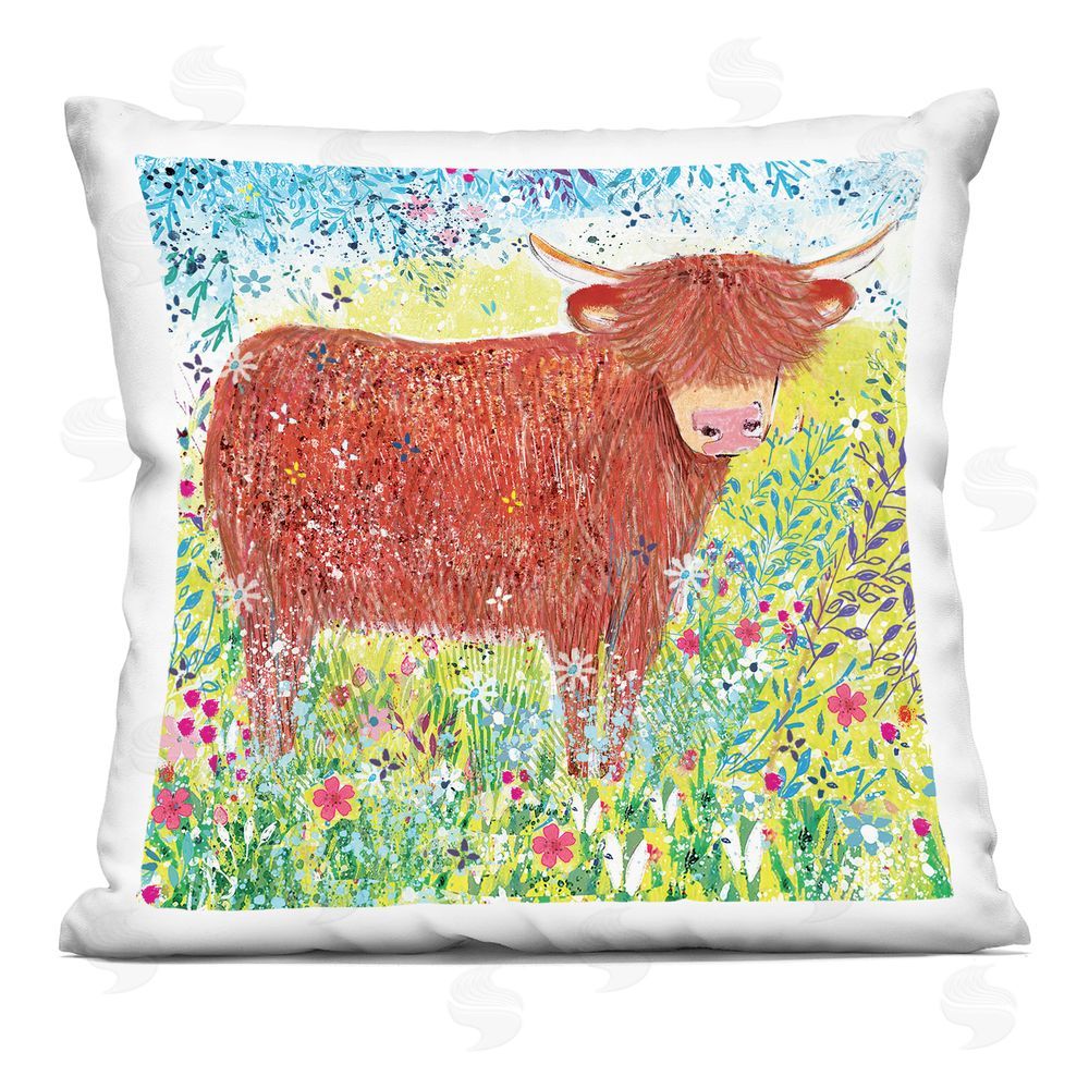 Clare Tupper Highland Cow Whimsical Dapples Indoor Printed Throw Pillow