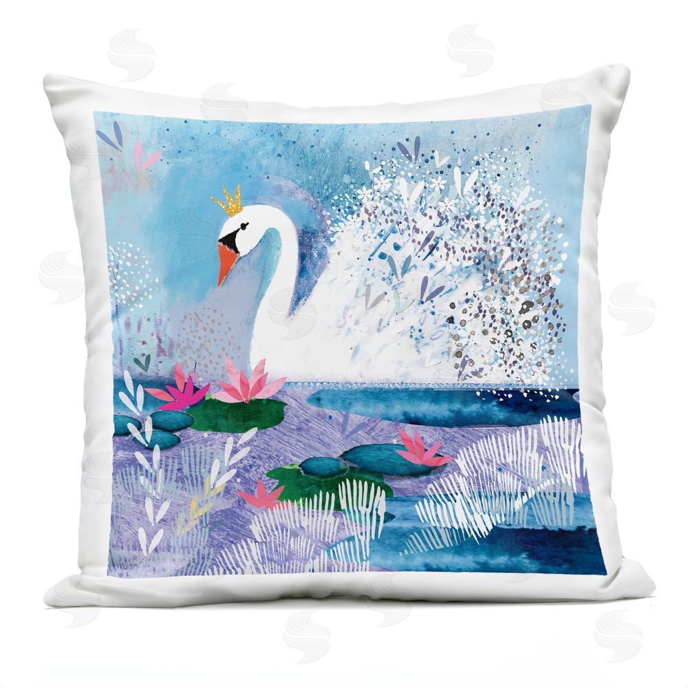 Clare Tupper Tranquil Crowned Swan Outdoor Printed Throw Pillow