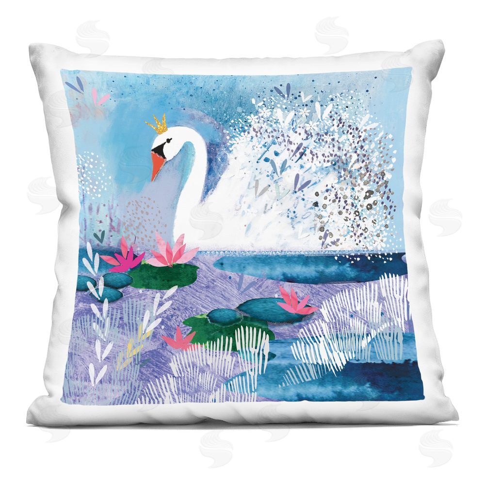 Clare Tupper Tranquil Crowned Swan Indoor Printed Throw Pillow