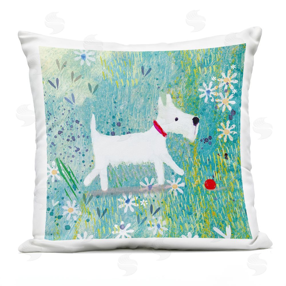 Clare Tupper Little White Scottie Dog Outdoor Printed Throw Pillow