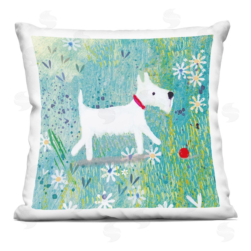 Clare Tupper Little White Scottie Dog Indoor Printed Throw Pillow