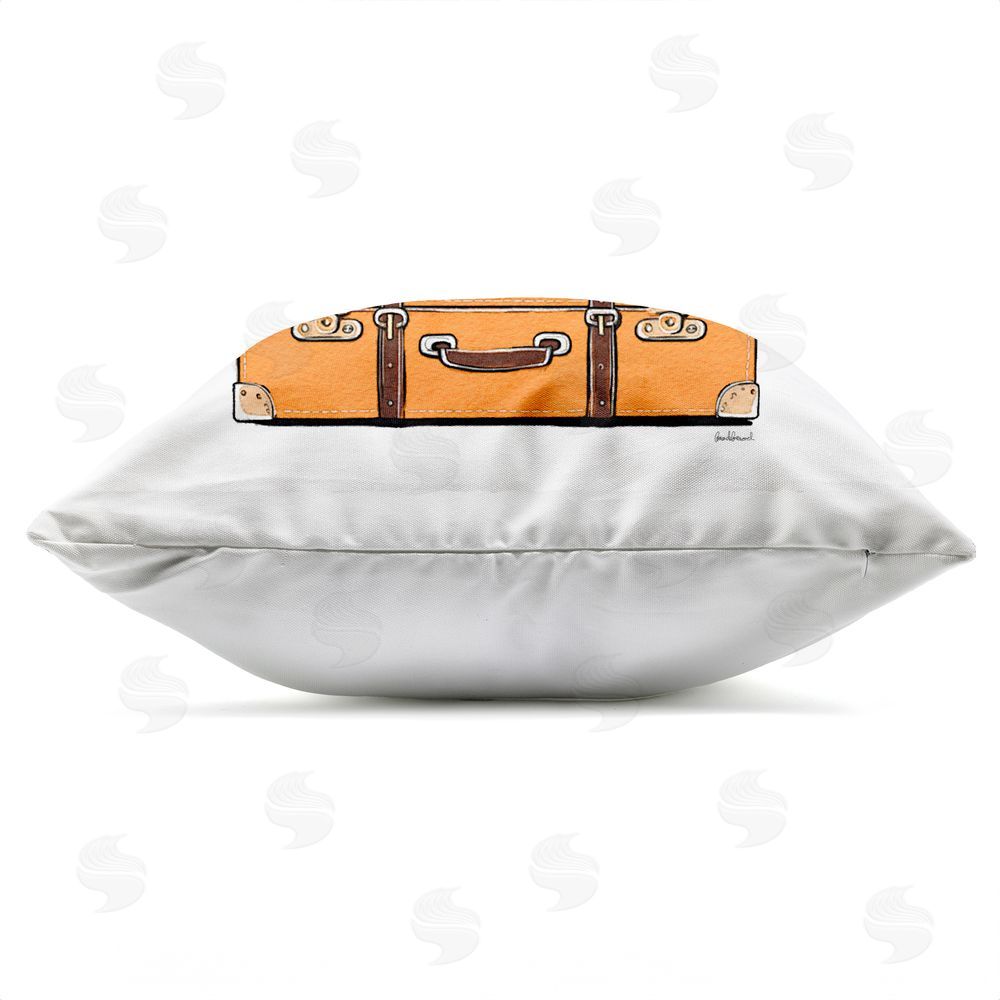 Amanda Greenwood Travel Suitcases & Camera Outdoor Quick-Dry Polyester Square Throw Pillow Zipper Detail