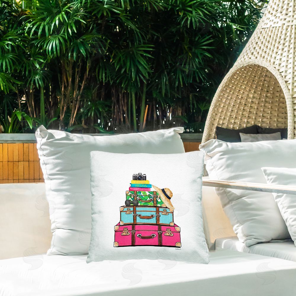 Amanda Greenwood Glam Travel Suitcases Outdoor Quick-Dry Polyester Printed Square Pillow on Patio