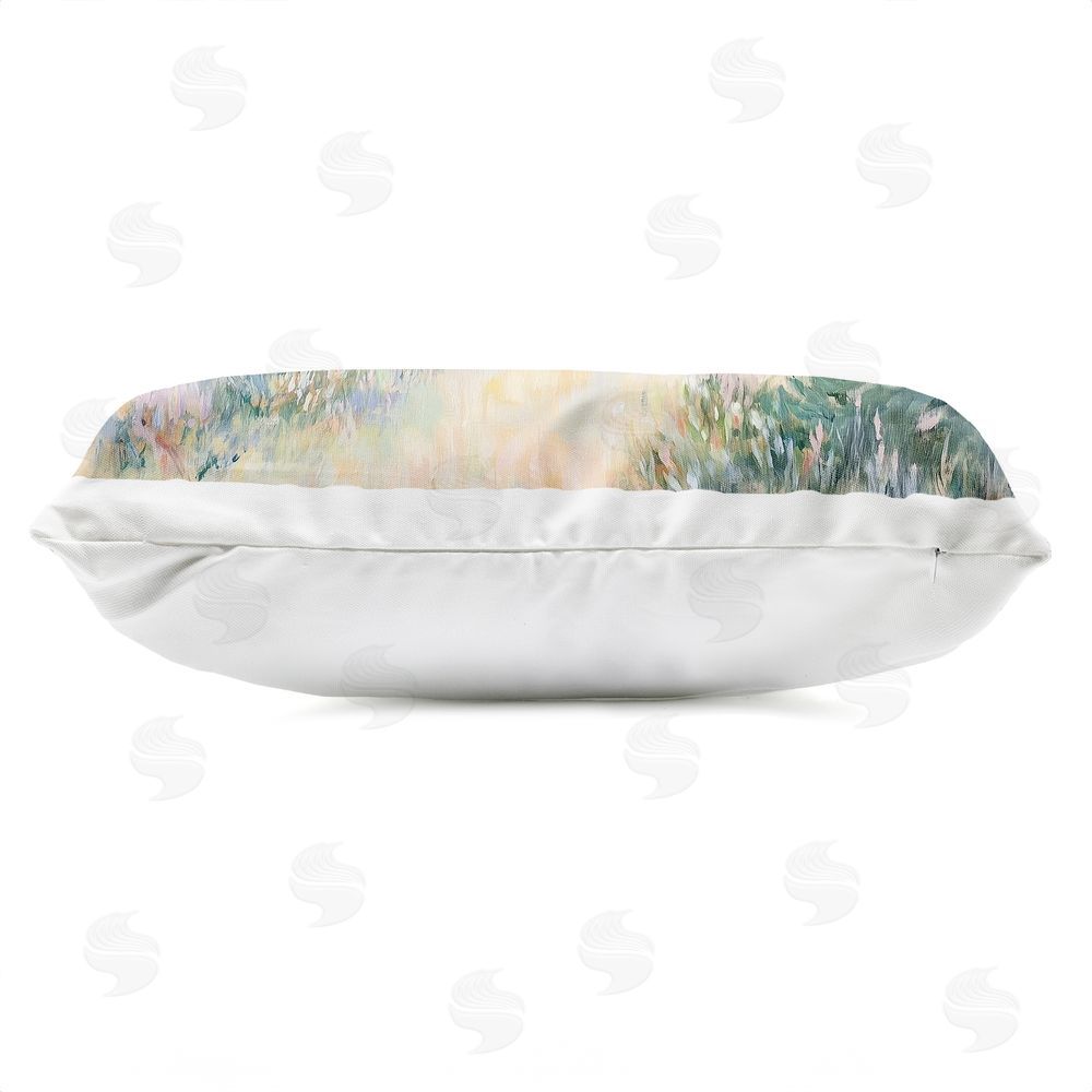 Heidi Kuntz Serene Pine Meadow at Lake Outdoor Quick-Dry Polyester Lumbar Pillow Zipper Detail