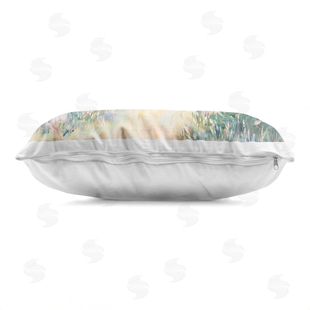 Heidi Kuntz Serene Pine Meadow at Lake Indoor Plush Polyester Lumbar Pillow Zipper Detail