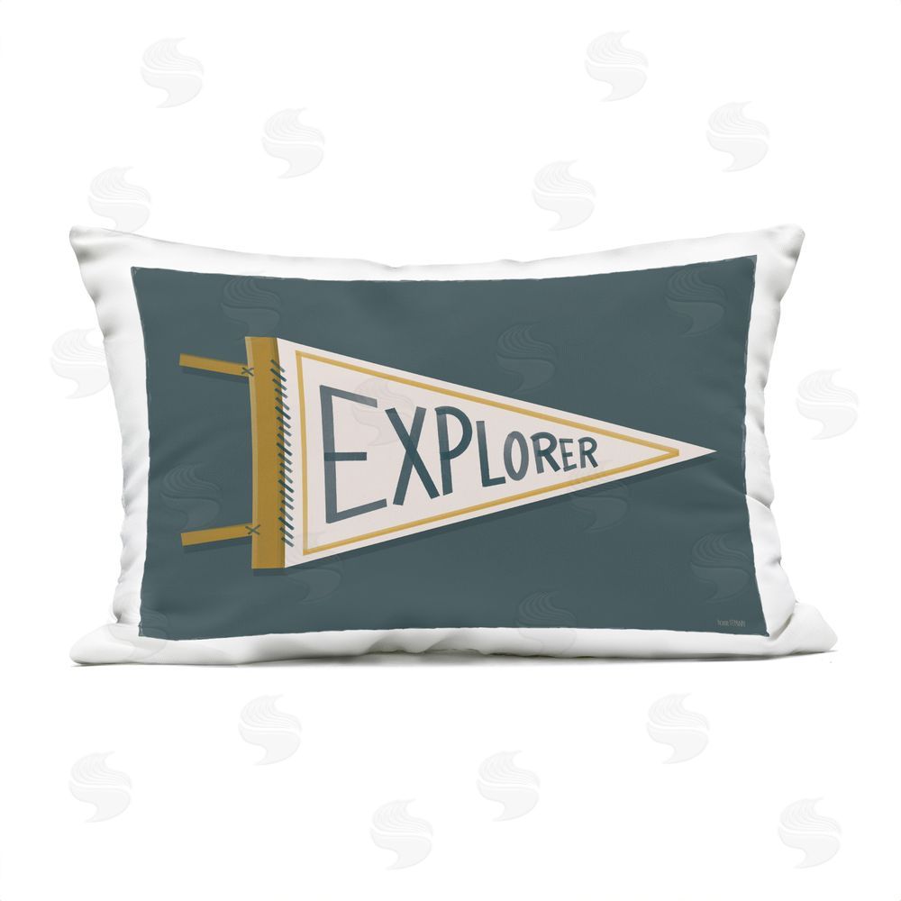 House Fenway Explorer Retro Pennant Outdoor Printed Lumbar Throw Pillow