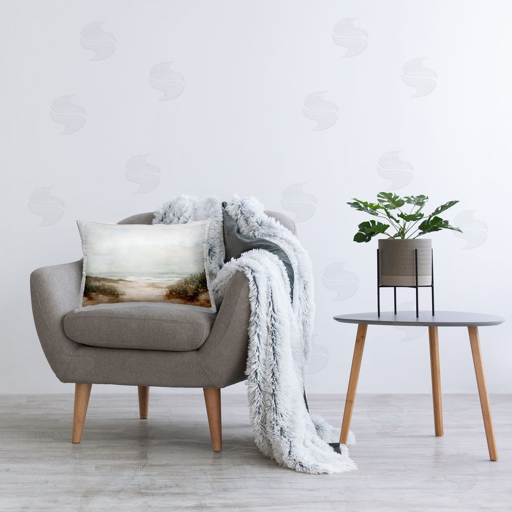 Heidi Kuntz Misty Coastal Dunes at Dawn Plush Polyester Printed Lumbar Pillow on Chair