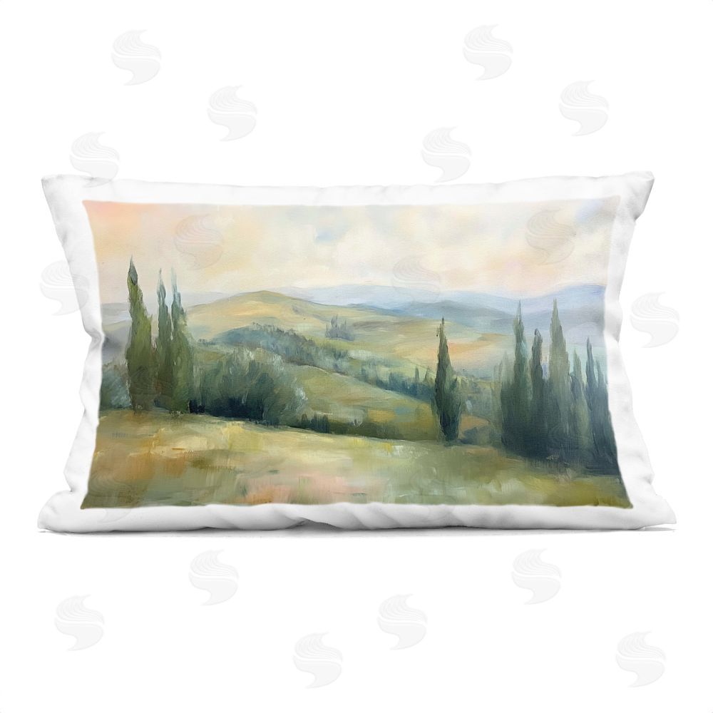 Heidi Kuntz Rolling Hills with Cypresses Indoor Plush Polyester Lumbar Pillow