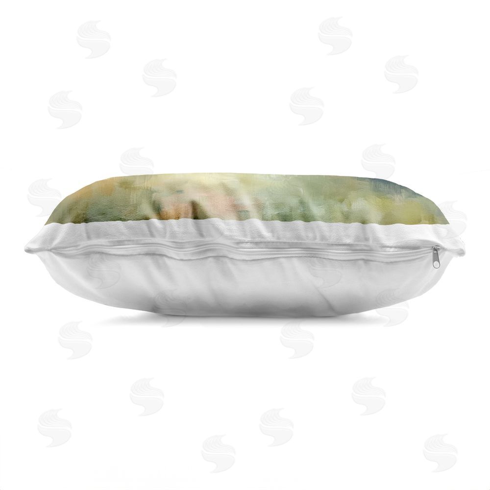 Heidi Kuntz Rolling Hills with Cypresses Indoor Plush Polyester Lumbar Pillow Zipper Detail