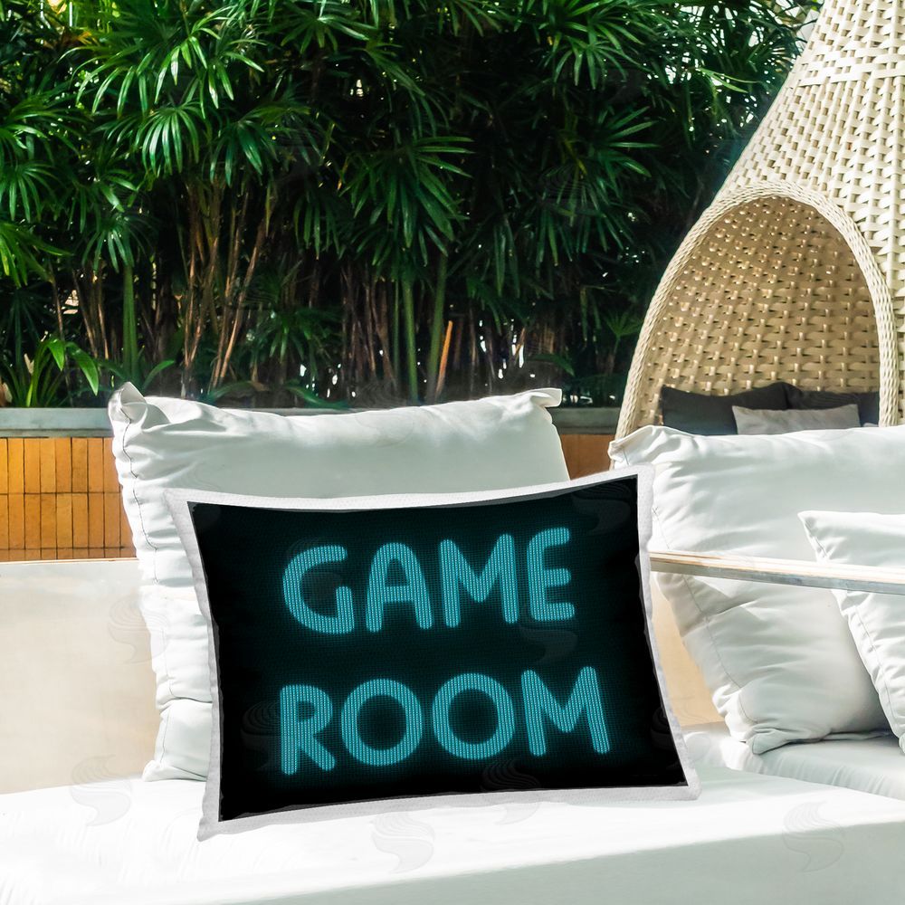 Seven Trees Design Game Room Screen Pixels Outdoor Quick-Dry Polyester Printed Lumbar Pillow on Patio