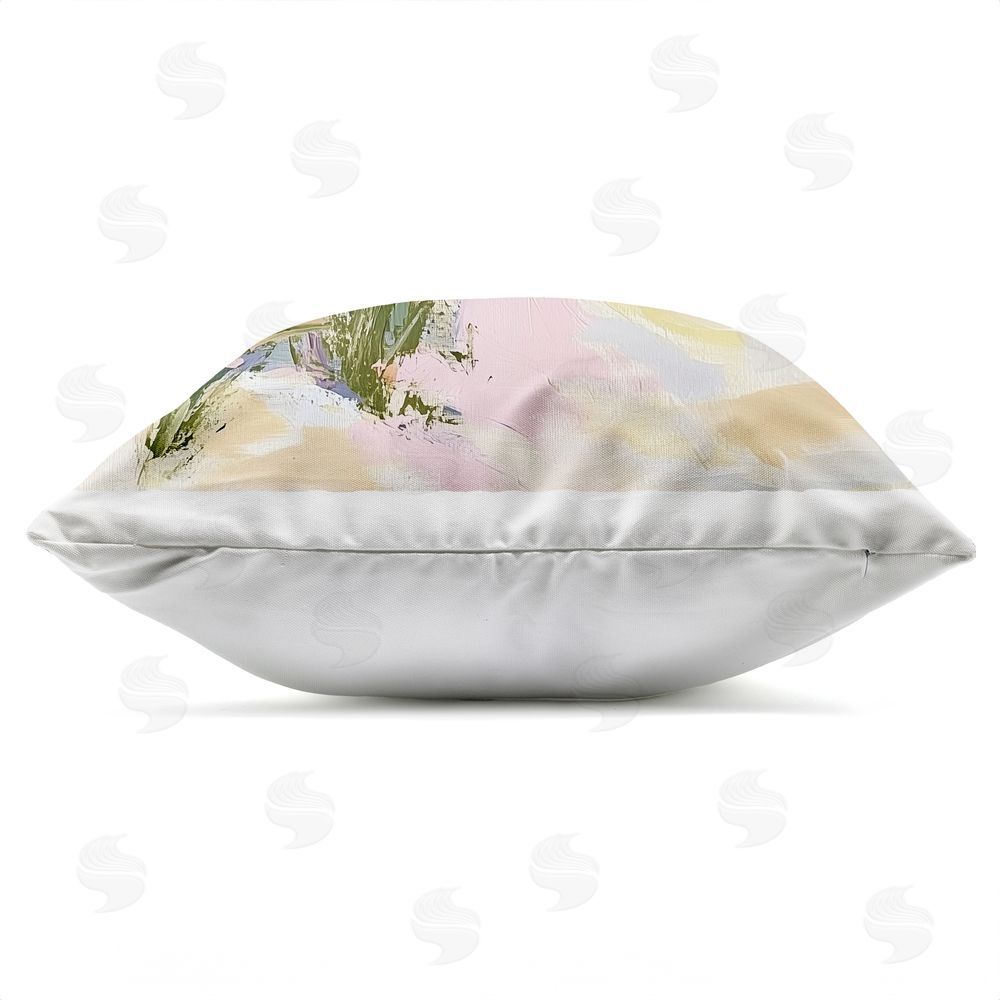 Heidi Kuntz Pastel Coastal Dunes at Sunrise Outdoor Square Printed Throw Pillow Side View with Zipper Detail