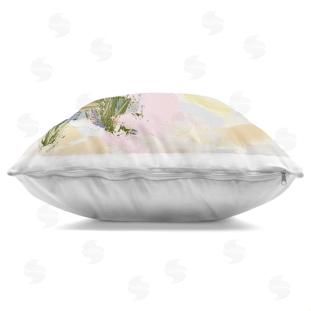 Heidi Kuntz Pastel Coastal Dunes at Sunrise Square Printed Throw Pillow Side View with Zipper Detail