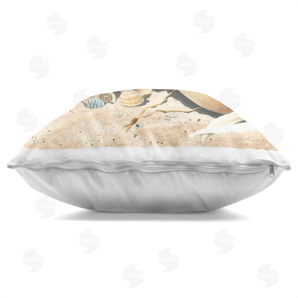 John Rossini Summer Beach Bag & Hat Indoor Plush Polyester Square Throw Pillow Zipper Detail