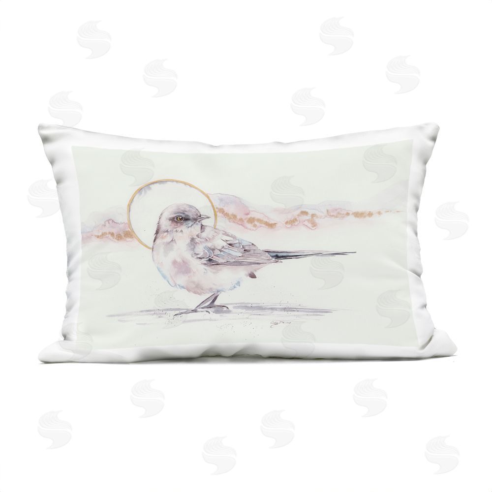 Cady Driver Bird & Moon Watercolor Outdoor Printed Throw Pillow