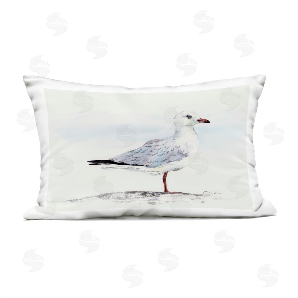 Cady Driver Seagull On Sand Portrait Outdoor Printed Throw Pillow