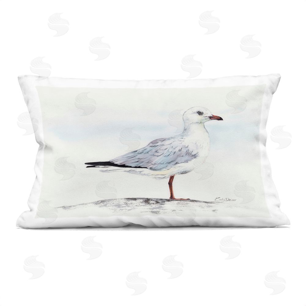Cady Driver Seagull On Sand Portrait Indoor Printed Throw Pillow