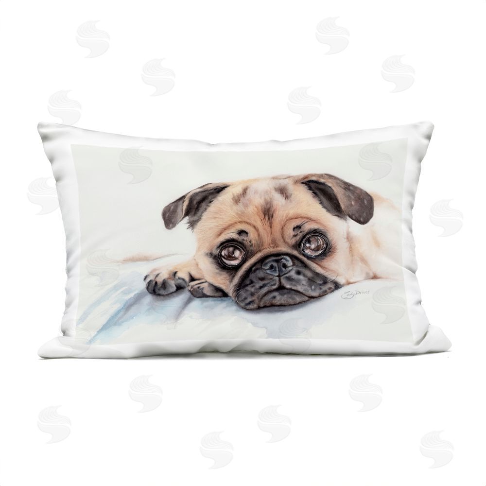 Cady Driver Innocent Pug Relaxing Outdoor Printed Throw Pillow