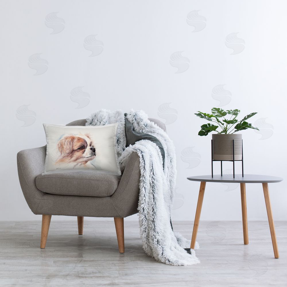 Cady Driver Expressive Dog Face Portrait Printed Indoor Throw Pillow in Room